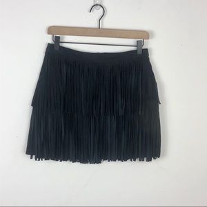 H&M DIVIDED Faux Suede Fringe Mini Skirt